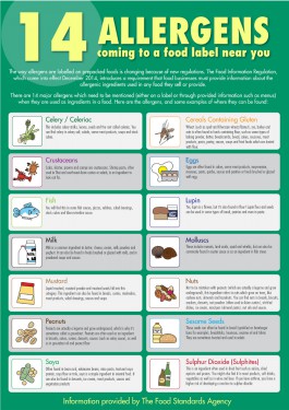 What are the 14 allergens that are regulated in the UK?